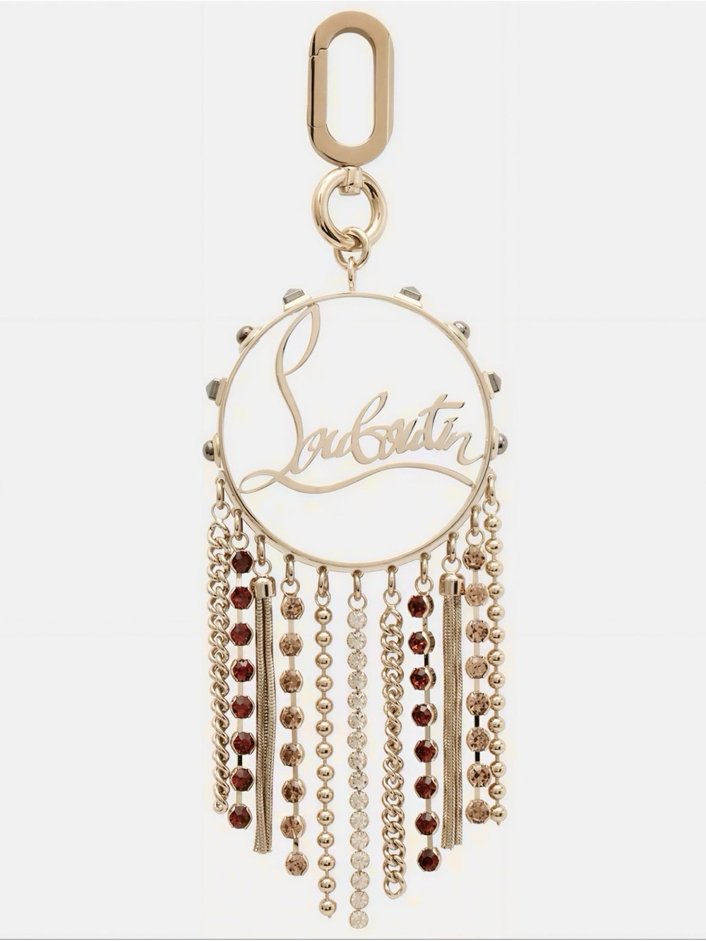 Christian Louboutin Gold Crystal Fringe Logo Bag Charm Italy NWT